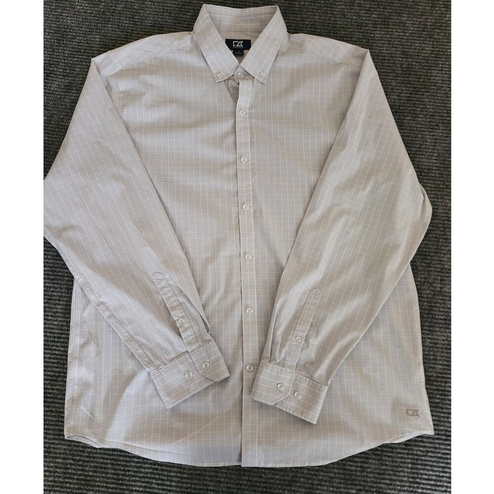 Cutter & Buck Mens L Cotton-Blend Long Sleeve Button Down Shirt Work Preppy